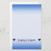 Name; Dunkelblau und hellere blaue Streifen Briefpapier (Vorne/Hinten)