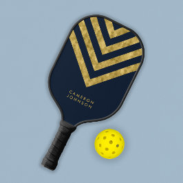 Name Dunkelblau und Imitate Gold Zickzack hinzufüg Pickleball Schläger