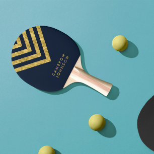 Name Dunkelblau und Imitate Gold Zickzack hinzufüg Tischtennis Schläger