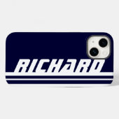 Name dunkelblau-weiße Streifen Sport Case-Mate iPhone Hülle (Rückseite (Horizontal))