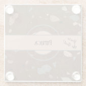 Name, Dunkelbraun und Erdtöne Terrazzo Glasuntersetzer (Rückseite)