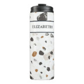 Name, Earth Tones Mosaic Terrazzo Muster 12oz Thermosbecher (Vorderseite)
