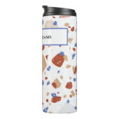 Name, Earth Tones Mosaic Terrazzo Pattern 12oz Thermosbecher (Nach rechts gedreht)