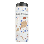 Name, Earth Tones Mosaic Terrazzo Pattern 16oz Thermosbecher (Vorderseite)