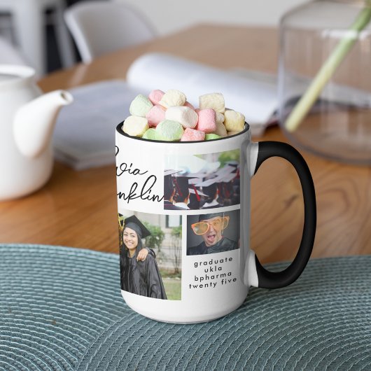 Name Editable Multi Foto Grad 2024 School Collage Zweifarbige Tasse