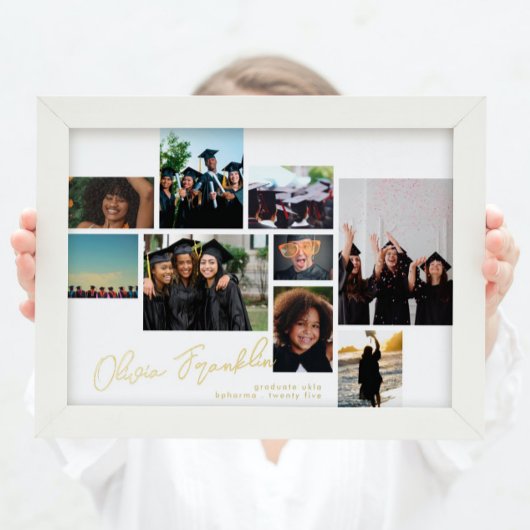 Name Editable Multi Foto Grad Collage School GOLD Foliendrucke