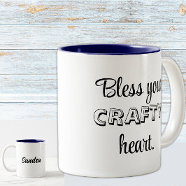 Name, eigener Text, segne dein verrücktes Herz 11o Zweifarbige Tasse