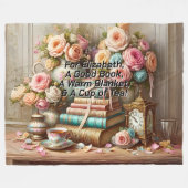 Name, Ein gutes Buch, Tasse Tee, Leser Fleecedecke (Vorderseite (Horizontal))