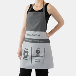 Name einer Kaffee-Liebhaberin Küche grau Schürze