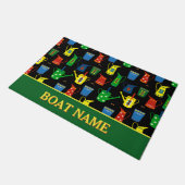 Name eines Kanalbootes Narrowboat Muster Fußmatte (Schrägansicht)