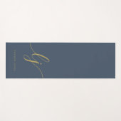 Name einfache Kalligrafie Navy Blue Gold Yogamatte (Vorderseite (Horizontal))