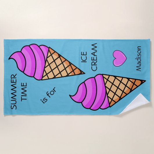 Name-Eiscreme-Badetuch Strandtuch (Vorderseite)