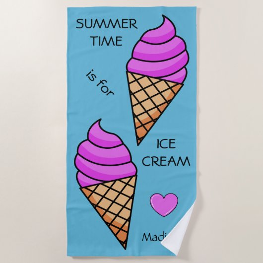 Name-Eiscreme-Badetuch Strandtuch (Vorderseite)