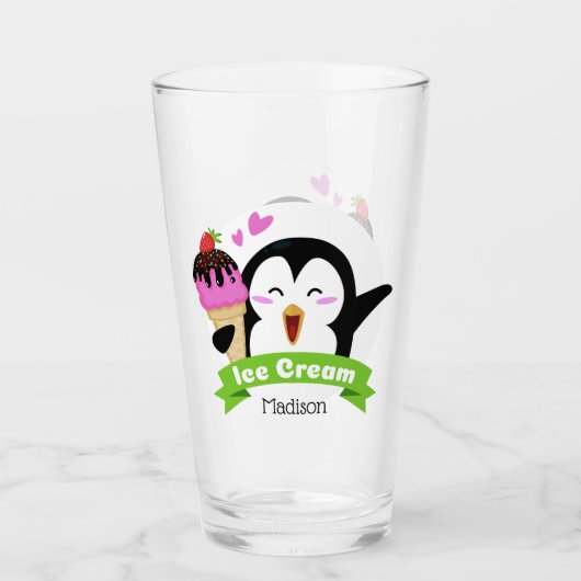 Name-EiscremePenguinliterglas Glas (Vorderseite)