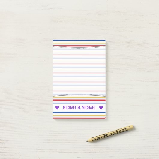 Name; Eishockey-Arena-Rink-Inspirierte Streifen-No Post-it Klebezettel (Auf Schreibtisch)