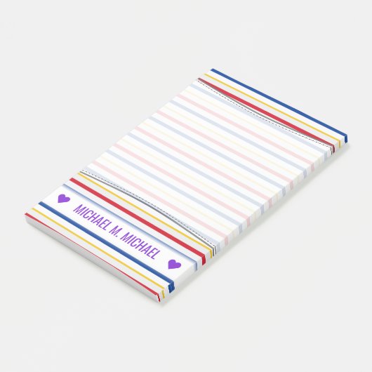 Name; Eishockey-Arena-Rink-Inspirierte Streifen-No Post-it Klebezettel (angewinkelt)