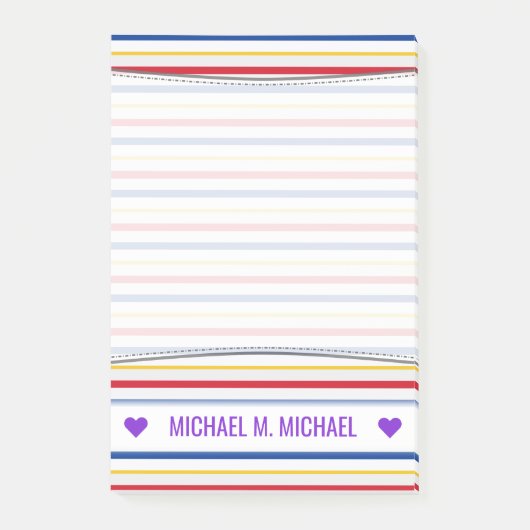 Name; Eishockey-Arena-Rink-Inspirierte Streifen-No Post-it Klebezettel (Vorderseite)