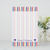 Name + Eishockeyarena Rink-Inspirierte Streifen Briefpapier (Stehend Vorderseite)