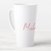 Name Elegant Creative Callgraphy Red White hinzufü Milchtasse (Linke Ecke)