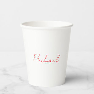 Name Elegant Creative Callgraphy Red White hinzufü Pappbecher