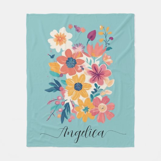 Name Elegante Blume Muster Fleece Blanket (Vorderseite)