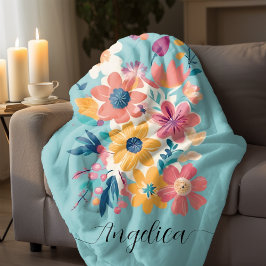 Name Elegante Blume Muster Fleece Blanket