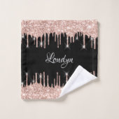 Name Eleganter Glitzer Tropfen Rosa Rose Gold Blac Badhandtuch Set (Waschlappen)