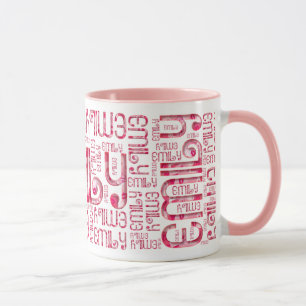 Name Emily Niedlich Liebe Hearts Typografy Tasse