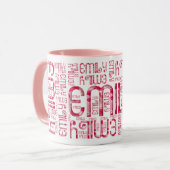 Name Emily Niedlich Liebe Hearts Typografy Tasse (Vorderseite Links)
