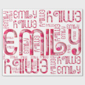 Name Emily Niedlich Pink Liebe Herz Kiss Typografi Geschenkpapier (Flach)