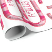 Name Emily Niedlich Pink Liebe Herz Kiss Typografi Geschenkpapier (Rolleneckpunkt)