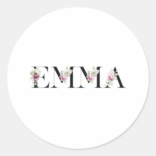 Name Emma Runder Aufkleber (Vorderseite)