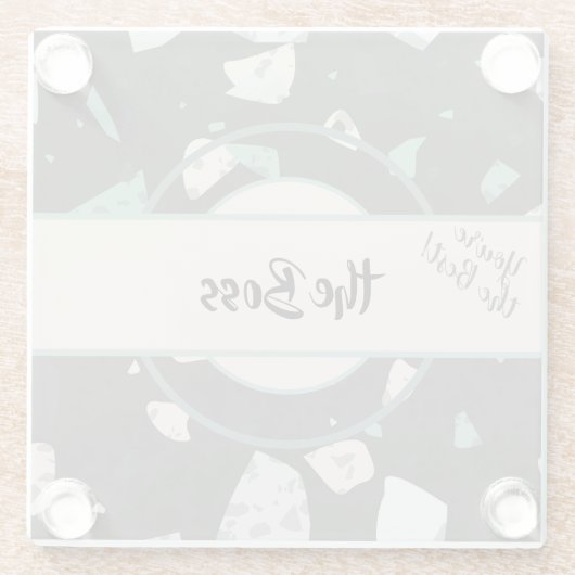 Name | Erdtöne und Grüntöne Terrazzo-Musterboss Glasuntersetzer (Rückseite)