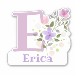 Name Erica plus Initial mit Blumendesign Aufkleber