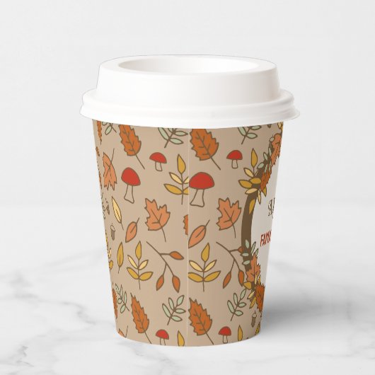 Name Erntedank Herbstlaub Pappbecher (Rechts)