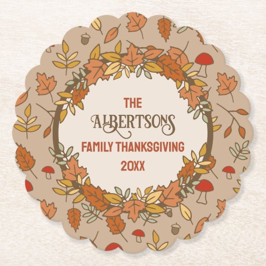 Name Erntedank Herbstlaub Untersetzer (Vorderseite)