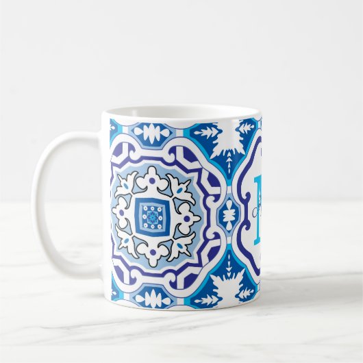💙 Name + Erstblauer Azulejos 004   Kaffeetasse (Links)