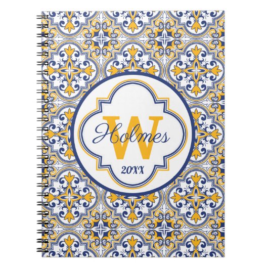 💙 💛 Name + erste Azulejos-Notebook Notizblock (Vorderseite)