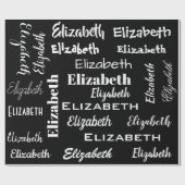 Name Erste Monogramm schwarzes Personalisiertes Ge Geschenkpapier (Flach)