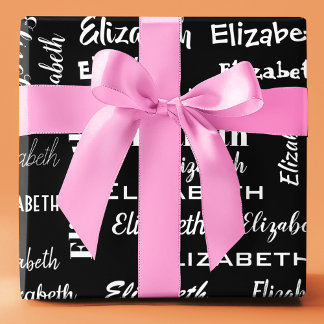 Name Erste Monogramm schwarzes Personalisiertes Ge Geschenkpapier