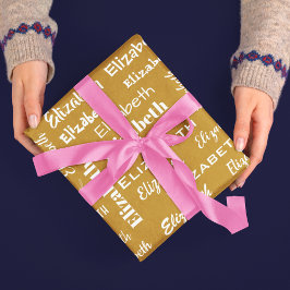 Name Erstmalige Monogram Gold Personalisierte Gesc Geschenkpapier