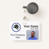 Name Etikett mit tierärztlicher Kuh, Text-FOTO-ID Ausweis (Vorderseite mit Rechteck)