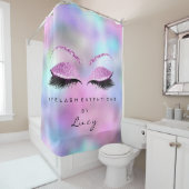 Name Eyelashes Extension Pink Holographic Glitzer Duschvorhang (Beispiel)
