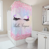 Name Eyelashes Makeup Pink Bride Girly Tropfen Duschvorhang (Beispiel)