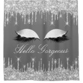 Name Eyelashes Makeup Silver Gray Gray Tropfen Duschvorhang (Vorderseite)