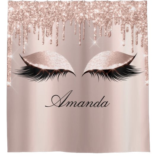 Name Eyelashes Makeup Spark Rose Girly Tropfens Duschvorhang (Vorderseite)