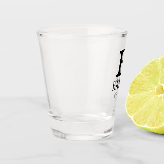 Name Familie Einfache Typografie Text Monogram Bla Schnapsglas (Links)