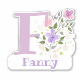 Name Fanny & Initial mit Blumendesign Aufkleber