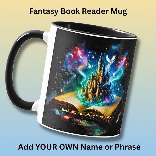 Name, Fantasy Castle Book Novel Reading Sanctuary Tasse