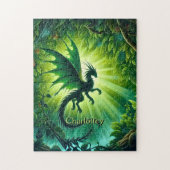 Name, Fantasy Dragon Flying in Green Light Rays Puzzle (Vertikal)